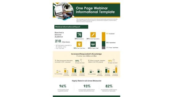 One Page Webinar Informational Template PDF Document PPT Template