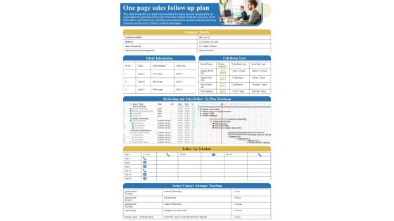 One Pager After Sales Follow Up Strategy PDF Document PPT Template