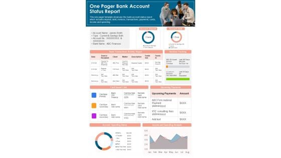 One Pager Bank Account Status Report PDF Document PPT Template