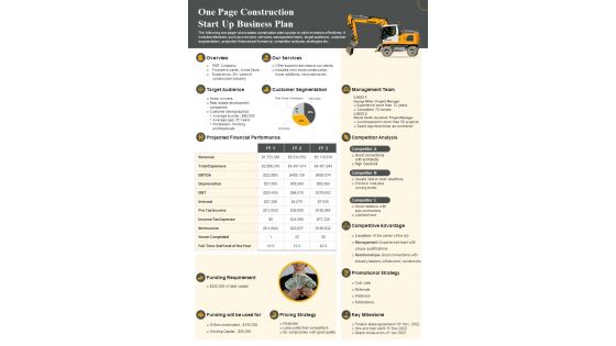 One Pager Business Plan For Building Construction Start Up PDF Document PPT Template One Pager Business Plan For Building Construction Start Up PDF Document PPT Template