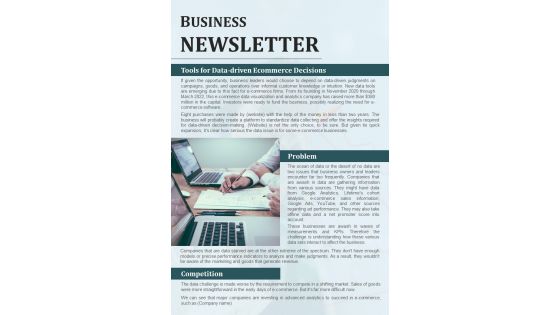 One Pager Business Report Newsletter PDF Document PPT Template