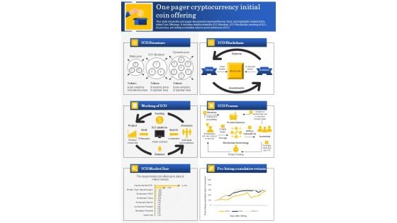 One Pager Cryptocurrency Initial Coin Offering PDF Document PPT Template