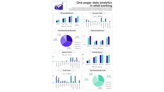 One Pager Data Analytics In Retail Banking PDF Document PPT Template