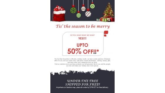 One Pager December Month Holiday Themed Email Newsletter PDF Document PPT Template