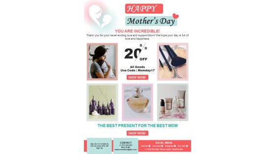 One Pager Email Newsletter For Motherhood Celebration PDF Document PPT Template