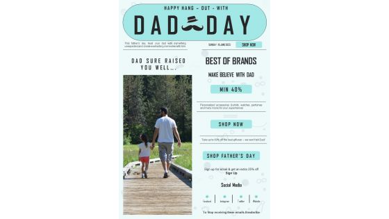 One Pager Fathers Day Sale Email Promotion Newsletter PDF Document PPT Template