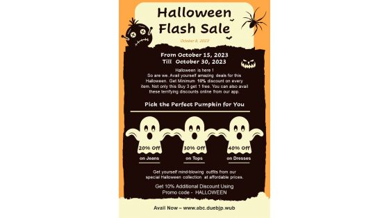 One Pager Halloween Festival Sale Email Newsletter PDF Document PPT Template