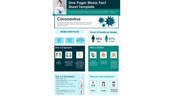 One Pager Illness Fact Sheet Template PDF Document PPT Template