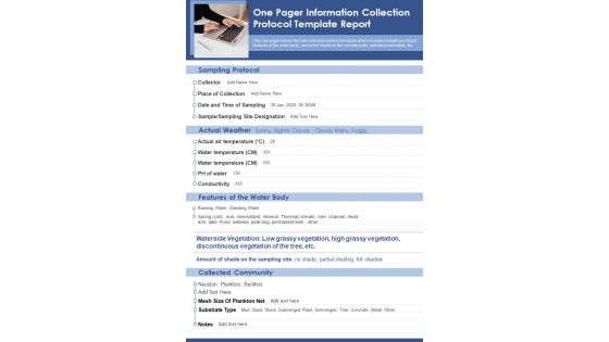One Pager Information Collection Protocol Template Report PDF Document PPT Template One Pager Information Collection Protocol Template Report PDF Document PPT Template