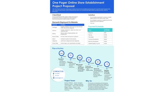 One Pager Online Store Establishment Project Proposal PDF Document PPT Template