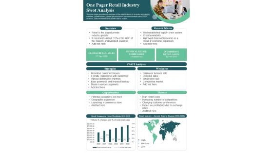 One Pager Retail Sector Competitive Analysis PDF Document PPT Template