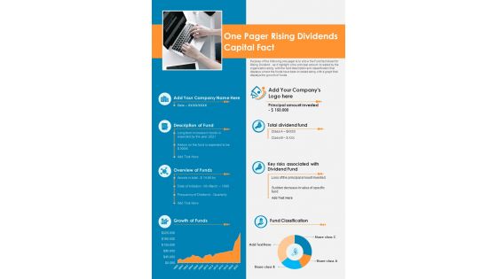 One Pager Rising Dividends Capital Fact PDF Document PPT Template