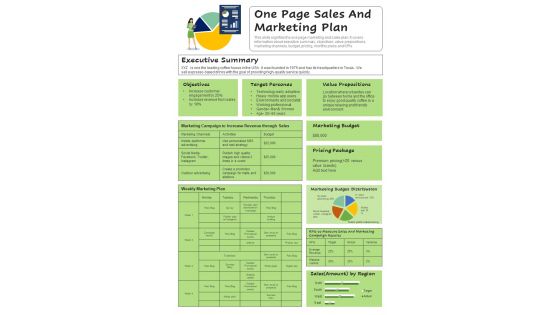 One Pager Sales And Advertising Plan For Business PDF Document PPT Template