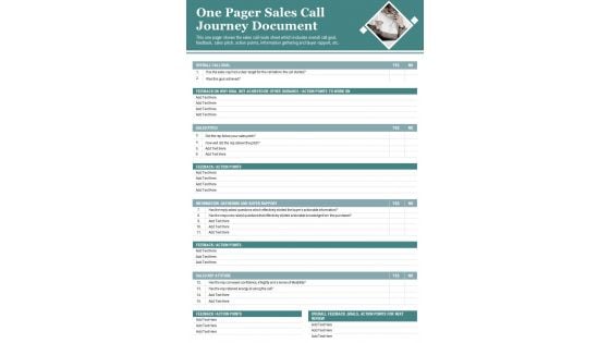 One Pager Sales Call Journey Document PDF Document PPT Template
