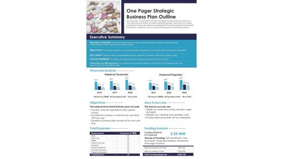 One Pager Strategic Business Plan Outline PDF Document PPT Template One Pager Strategic Business Plan Outline PDF Document PPT Template
