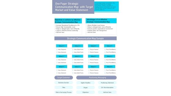 One Pager Strategic Communication Map With Target Market And Value Statement PDF Document PPT Template One Pager Strategic Communication Map With Target Market And Value Statement PDF Document PPT Template