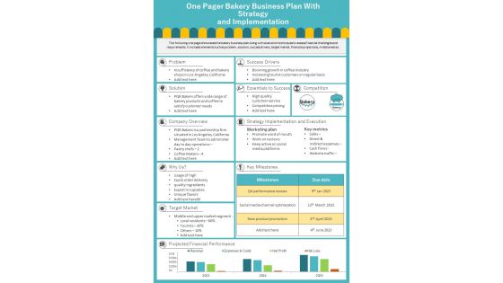 One Pager Strategy And Implementation In Business Plan PDF Document PPT Template