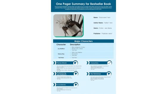 One Pager Summary For Bestseller Book PDF Document PPT Template