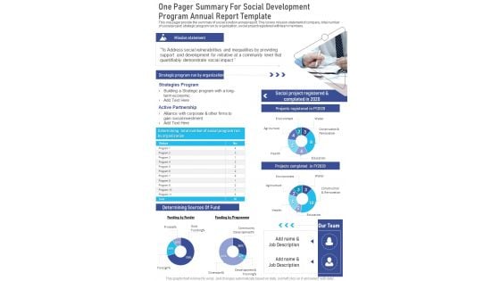 One Pager Summary For Social Development Program Annual Report Template One Pager Documents One Pager Summary For Social Development Program Annual Report Template One Pager Documents