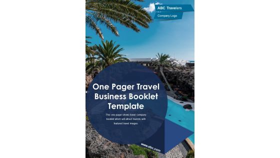 One Pager Travel Business Booklet Template PDF Document PPT Template