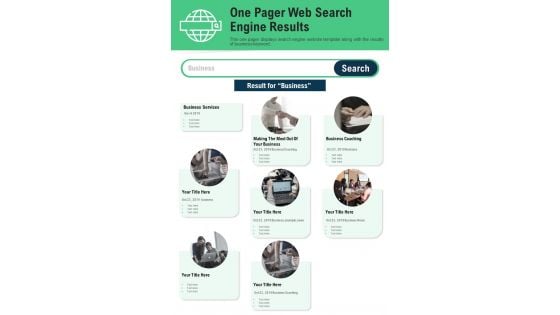 One Pager Web Search Engine Results PDF Document PPT Template