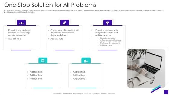 One Stop Solution For All Problems Online Branding Agency Investor Funding Elevator Pitch Deck Elements PDF One Stop Solution For All Problems Online Branding Agency Investor Funding Elevator Pitch Deck Elements PDF