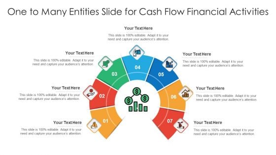 One To Many Entities Slide For Cash Flow Financial Activities Ppt PowerPoint Presentation Gallery Objects PDF