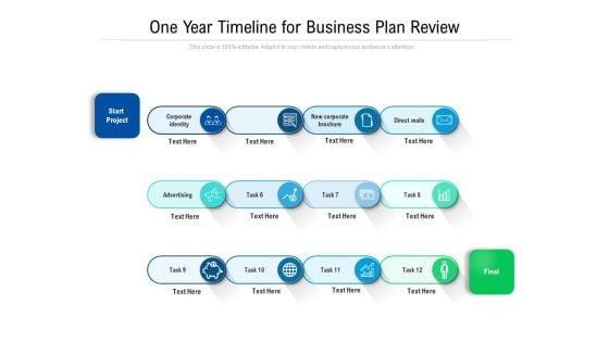 One Year Timeline For Business Plan Review Ppt PowerPoint Presentation File Visual Aids PDF