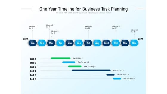 One Year Timeline For Business Task Planning Ppt PowerPoint Presentation Gallery Sample PDF