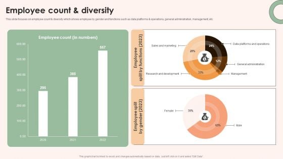 Online Advertising Firm Business Profile Employee Count And Diversity Mockup PDF