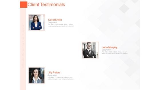 Online Advertising Plan Proposal Client Testimonials Ppt Infographics Topics PDF