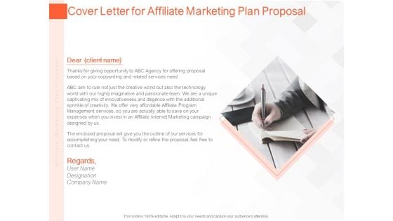 Online Advertising Plan Proposal Cover Letter For Affiliate Marketing Plan Proposal Ppt Infographic Template Master Slide PDF