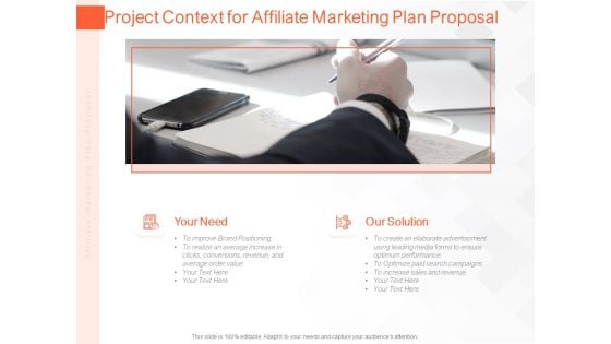 Online Advertising Plan Proposal Project Context For Affiliate Marketing Plan Proposal Ppt Styles Display PDF