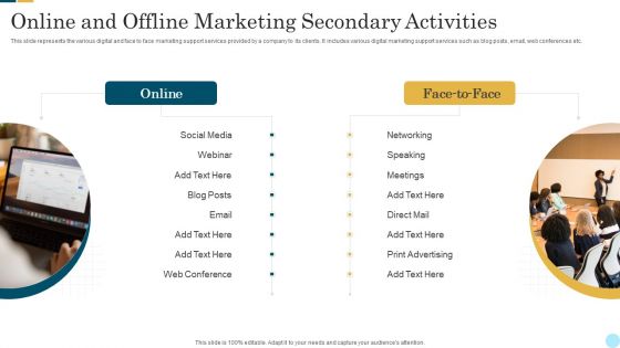 Online And Offline Marketing Secondary Activities Brochure PDF Online And Offline Marketing Secondary Activities Brochure PDF
