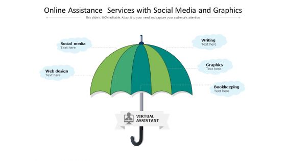 Online Assistance Services With Social Media And Graphics Ppt PowerPoint Presentation Gallery Themes PDF