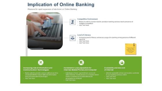 Online Banking Administration Procedure Implication Of Online Banking Ppt Infographics Example Introduction PDF