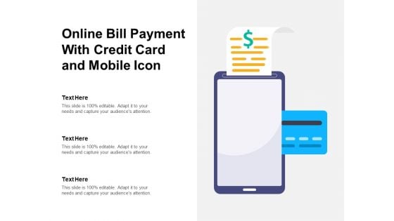 Online Bill Payment With Credit Card And Mobile Icon Ppt PowerPoint Presentation Infographics Samples PDF