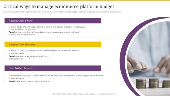 Online Business Client Experience Improvement Strategy Playbook Critical Ways To Manage Ecommerce Platform Budget Microsoft PDF