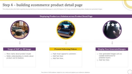 Online Business Client Experience Improvement Strategy Playbook Step 4 Building Ecommerce Product Detail Page Clipart PDF