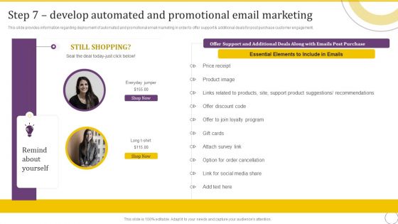 Online Business Client Experience Improvement Strategy Playbook Step 7 Develop Automated And Promotional Email Marketing Slides PDF