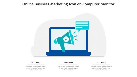 Online Business Marketing Icon On Computer Monitor Ppt PowerPoint Presentation Icon Portfolio PDF