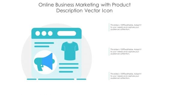 Online Business Marketing With Product Description Vector Icon Ppt PowerPoint Presentation File Ideas PDF