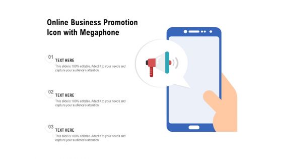 Online Business Promotion Icon With Megaphone Ppt PowerPoint Presentation File Designs Download PDF