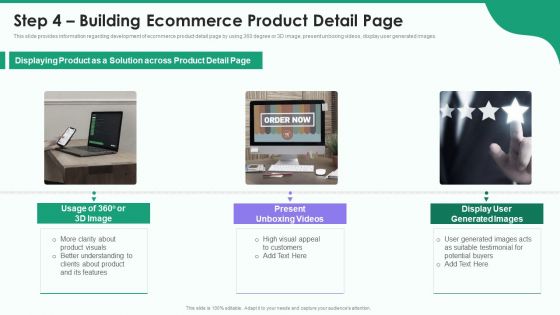 Online Business Strategy Playbook Step 4 Building Ecommerce Product Detail Page Icons PDF