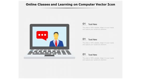 Online Classes And Learning On Computer Vector Icon Ppt PowerPoint Presentation File Background PDF