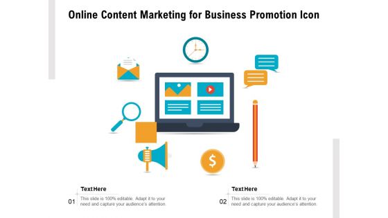 Online Content Marketing For Business Promotion Icon Ppt PowerPoint Presentation Gallery Deck PDF