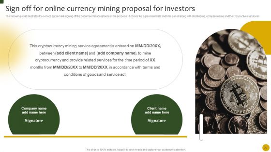 Online Currency Mining Proposal For Investors Ppt PowerPoint Presentation Complete Deck With Slides