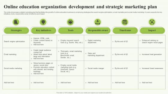 Online Education Organization Development And Strategic Marketing Plan Brochure PDF