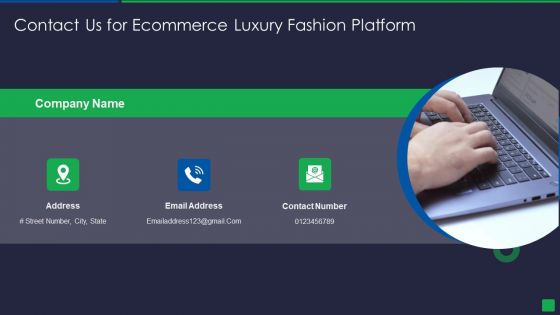 Online Fashion Extravagance Platform Venture Capitalist Financing Elevator Contact Us For Ecommerce Luxury Slides PDF