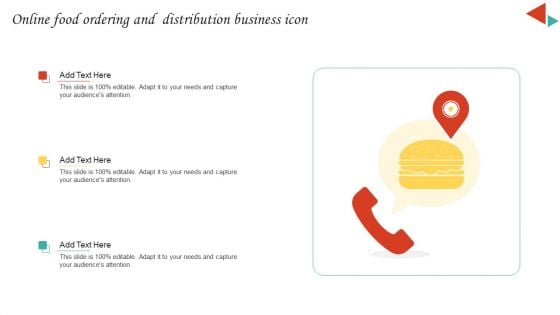 Online Food Ordering And Distribution Business Icon Infographics PDF